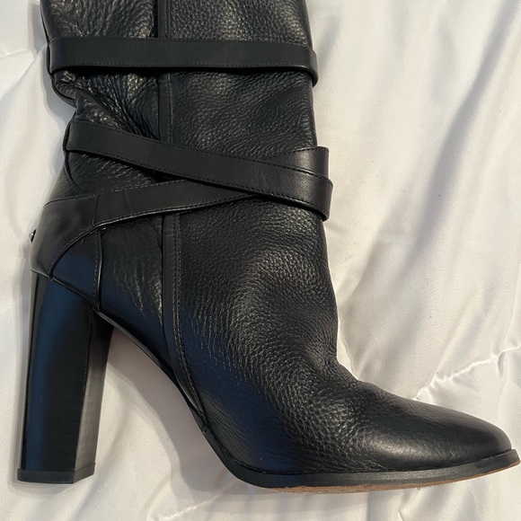 COACH ALEXANDRA BLACK LEATHER MID-CALF BOOT-BUCKLE 9 - Picture 12 of 12